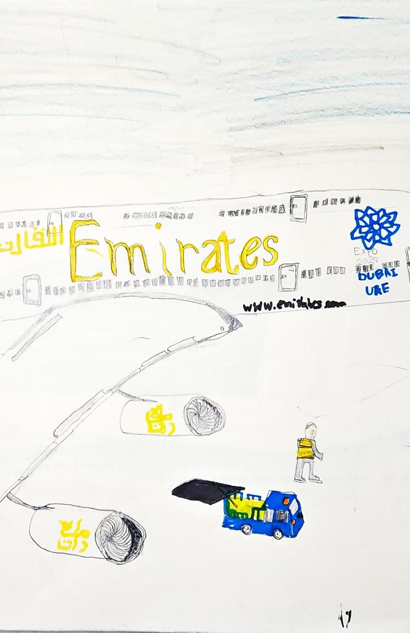 Emirates Airbus A380 in front of the Boarding Gate at Dubai International Airport